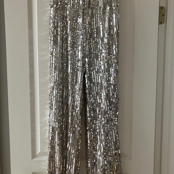 Silver Sequin Pants - Picture 1 of 2